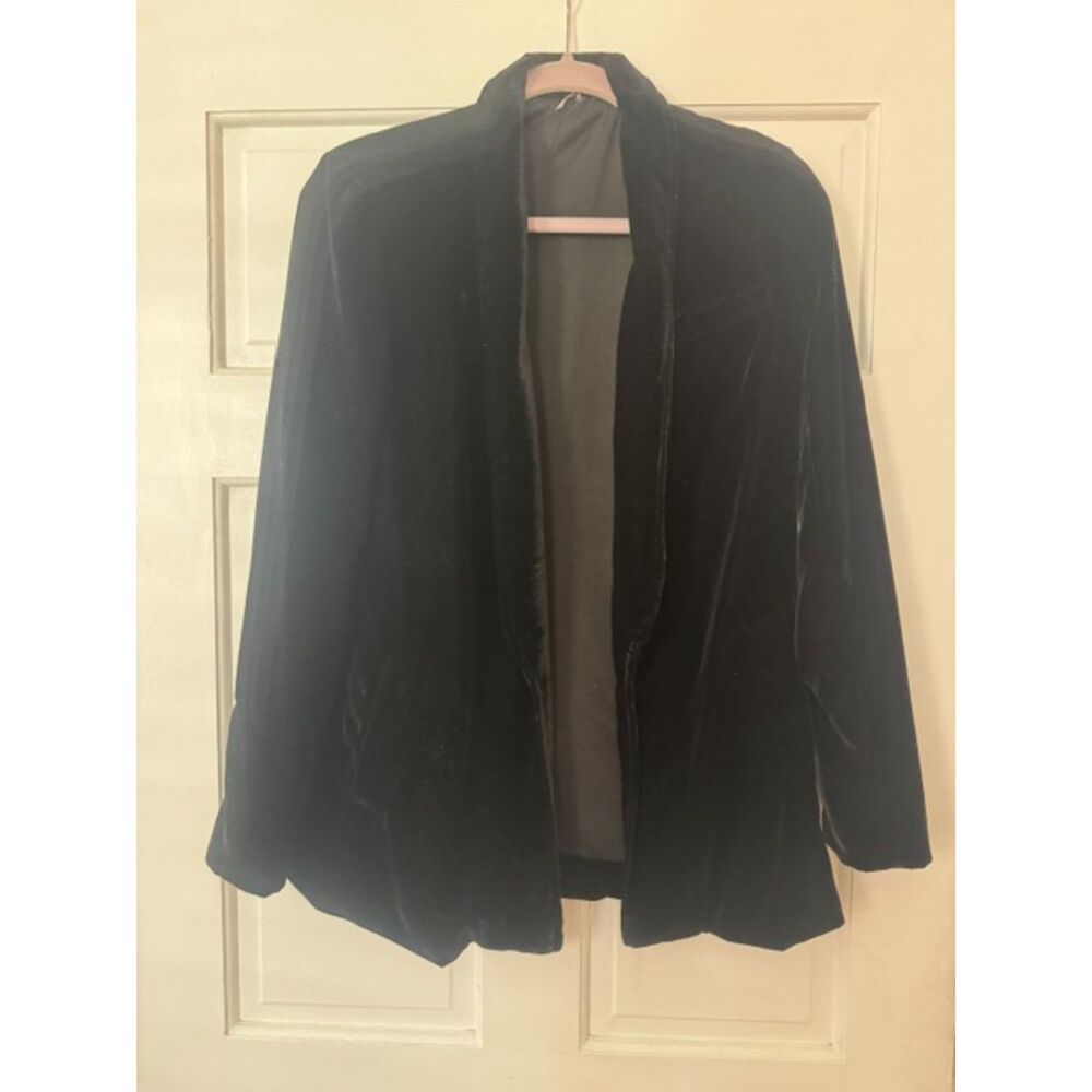 Free People Yesterdays Muse Slouchy Black Velvet Blazer Sz XS